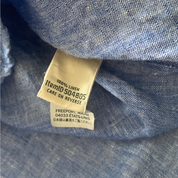 LL Bean Splitneck Summer Blue Chambray Linen Tunic, MP - Picture 5 of 7